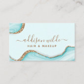 Elegante gouden glitter Aqua Marble Agate Modern C Visitekaartje (Voorkant)
