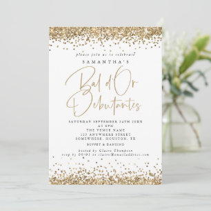Elegante Gouden Glitter Bal D of Debutantes Party Kaart