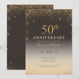 Elegante Gouden Glitter Ballon 50ste Verjaardag Kaart