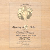 Elegante Gouden Glitter Ballonnen Eenvoudig Pensio Acryl Uitnodigingen (Voorkant)