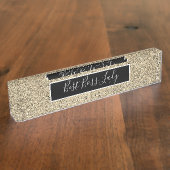 Elegante gouden glitter beste baas dame naambordje (Zijkant)