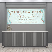 Elegante Gouden Glitter Blauwe Marmer Agate Modern Spandoek