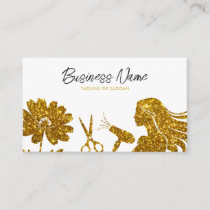 Elegante gouden glitter bloemenkapper afsprakenkaartje