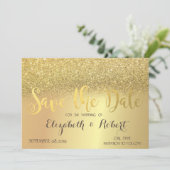 Elegante Gouden Glitter Bokeh Bewaar de Datum Save The Date (Staand voorkant)