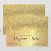 Elegante Gouden Glitter Bokeh Bewaar de Datum Save The Date (Voorkant / Achterkant)