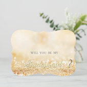 Elegante gouden glitter bokeh, bruidsmeisje kaart (Staand voorkant)