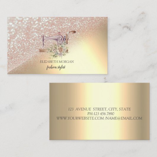 Elegante Gouden Glitter Bokeh Ombre Visitekaartje (Voorkant / Achterkant)