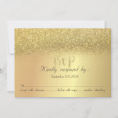 Elegante gouden glitter bokeh RSVP kaart (Voorkant)