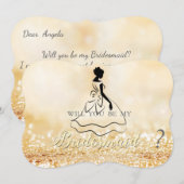 Elegante gouden glitter bokeh, silhouet bruidsmeis kaart (Voorkant / Achterkant)