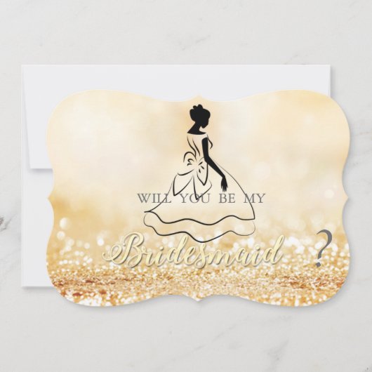 Elegante gouden glitter bokeh, silhouet bruidsmeis kaart (Voorkant)