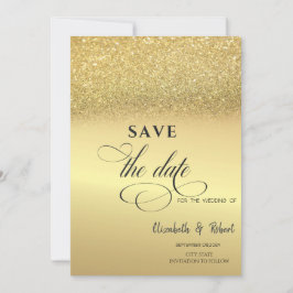 Elegante gouden glitter bokeh trouwkaart Save The  Save The Date