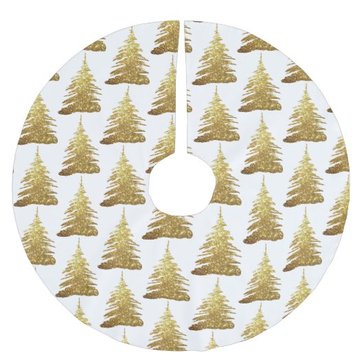 Elegante Gouden Glitter Bomen Kerstboom Kleed Rok (Voorkant)