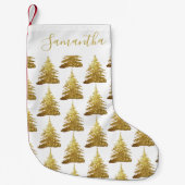Elegante Gouden Glitter Bomen Naam Kleine Kerstsok (Voorkant)