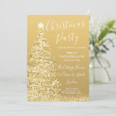 Elegante gouden glitter boom kerstfeest kaart (Staand voorkant)