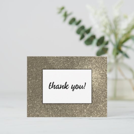 Elegante gouden glitter bruiloft evenement dank u briefkaart (Staand voorkant)