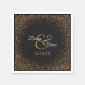 Elegante gouden glitter bruiloft monogram servet (Voorkant)