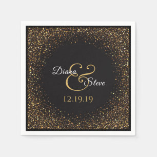 Elegante gouden glitter bruiloft monogram servet