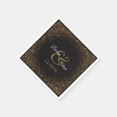 Elegante gouden glitter bruiloft monogram servet (Hoek)