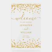 Elegante gouden glitter bruiloft welkom acryl bord (Voorkant)