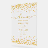 Elegante gouden glitter bruiloft welkom acryl bord (Hoek)