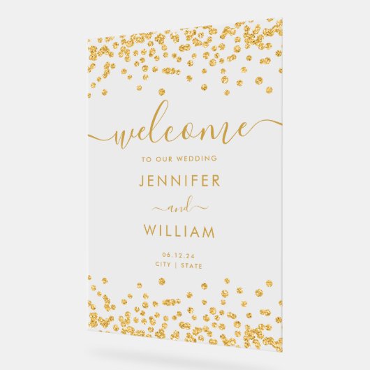 Elegante gouden glitter bruiloft welkom acryl bord (Hoek)