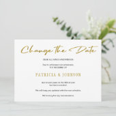 Elegante gouden glitter bruiloft wijzig datum save the date (Staand voorkant)