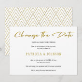 Elegante gouden glitter bruiloft wijzig datum save the date (Voorkant / Achterkant)