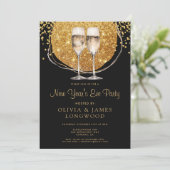 Elegante gouden glitter champagne oudejaarsavond kaart (Staand voorkant)
