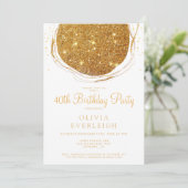 Elegante Gouden Glitter Cirkel 40ste Verjaardagsfe Kaart (Staand voorkant)