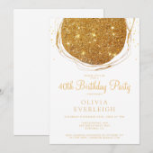 Elegante Gouden Glitter Cirkel 40ste Verjaardagsfe Kaart (Voorkant / Achterkant)