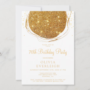 Elegante Gouden Glitter Cirkel 70ste Verjaardagsfe Kaart