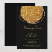 Elegante Gouden Glitter Cirkel Pensioen Party Zwar Kaart (Voorkant / Achterkant)