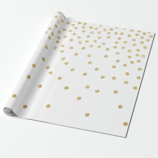 Elegante gouden glitter confetti dot patroon cadeaupapier (Uitgerold)