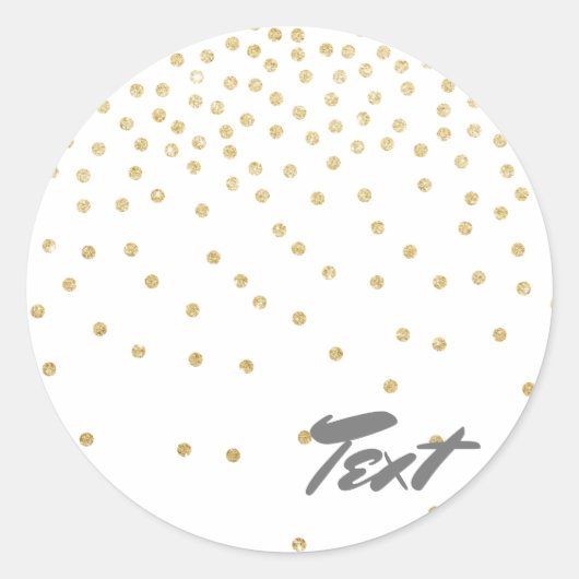 Elegante gouden glitter confetti dot patroon op ronde sticker (Voorkant)