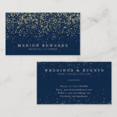 Elegante gouden glitter confetti stijlvol marinebl visitekaartje (Voorkant / Achterkant)