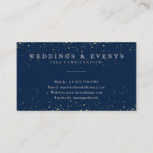 Elegante gouden glitter confetti stijlvol marinebl visitekaartje (Achterkant)
