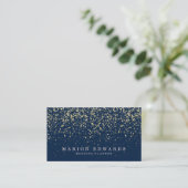 Elegante gouden glitter confetti stijlvol marinebl visitekaartje (Staand voorkant)