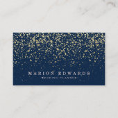 Elegante gouden glitter confetti stijlvol marinebl visitekaartje (Voorkant)