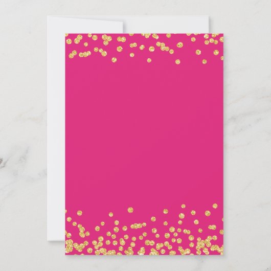 Elegante Gouden Glitter Confetti Sweet 16 Hot Pink Kaart (Achterkant)