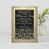 Elegante gouden glitter diamanten 50ste verjaardag kaart (Staand voorkant)