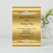 Elegante Gouden Glitter Diamanten Verjaardagsfeest Kaart (Staand voorkant)