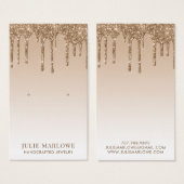 Elegante gouden glitter druppels oorbel sieraden visitekaartje (Voorkant /achterkant)