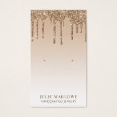 Elegante gouden glitter druppels oorbel sieraden visitekaartje (Voorkant)