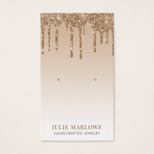 Elegante gouden glitter druppels oorbel sieraden visitekaartje (Voorkant)