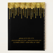 Elegante gouden glitter druppels salon afspraken planner (Achterkant)