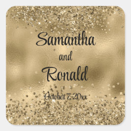 Elegante gouden glitter en Folie bruiloft Vierkante Sticker