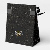 Elegante gouden glitter en glinstert op zwart bedankdoosjes (Achterkant)