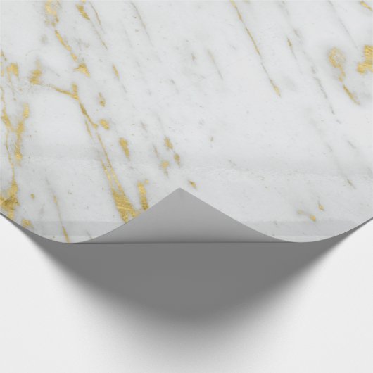 Elegante gouden glitter en wit marmer cadeaupapier (Hoek)