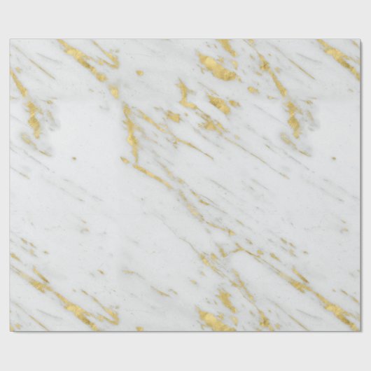 Elegante gouden glitter en wit marmer cadeaupapier (Vlak)