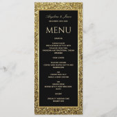 Elegante gouden glitter en zwarte bruiloft menu (Voorkant)
